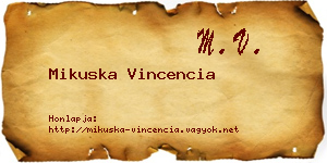 Mikuska Vincencia névjegykártya